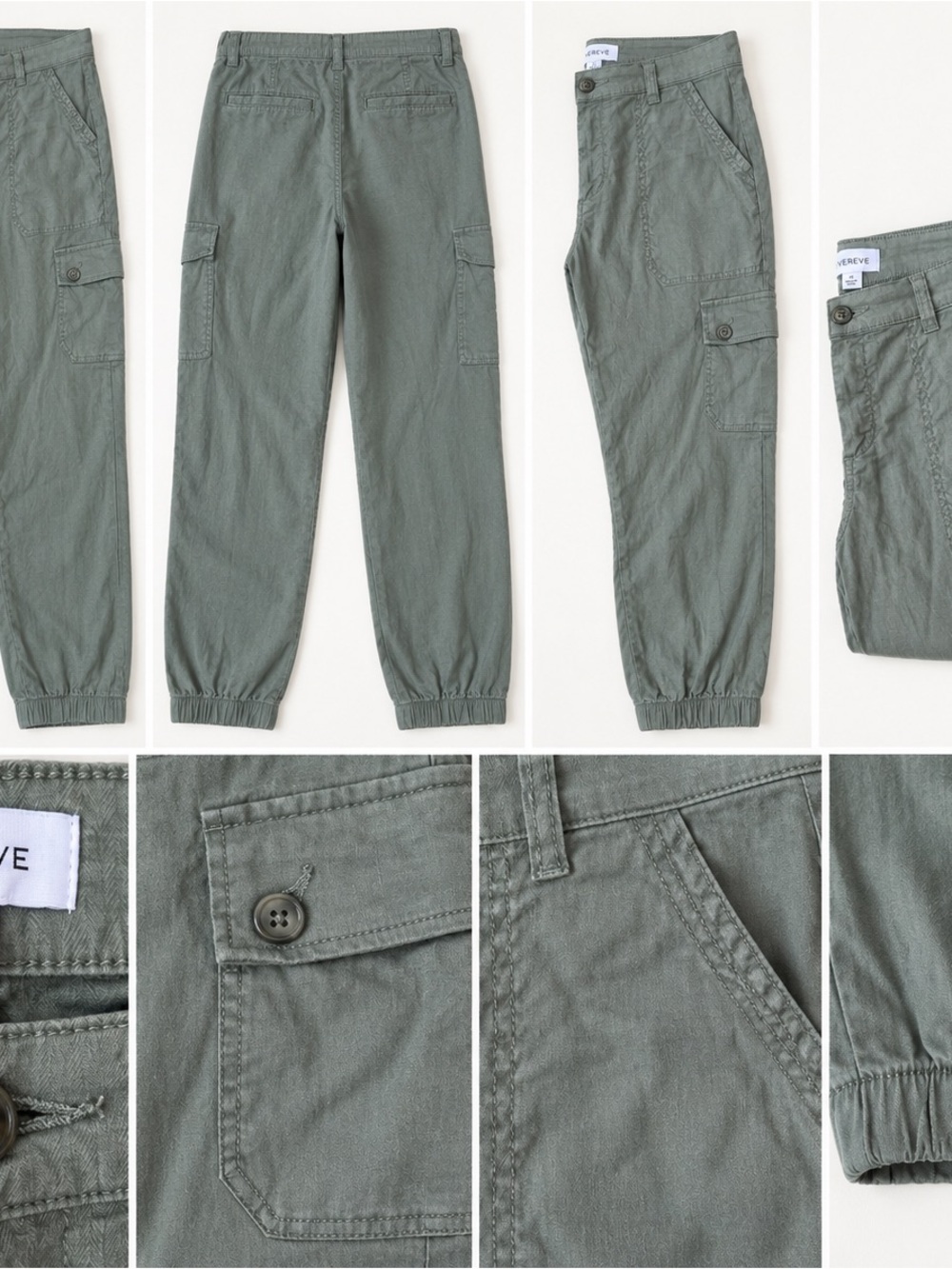 Evereve Olive Green Cargo Jogger Pants